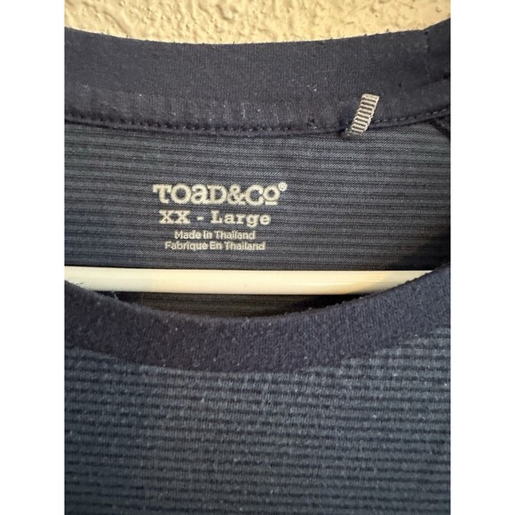 Toad & Co Toad Co Organic Cotton Short Sleeve Crew Tee Men XXL Blue Striped Soft - Picture 2 of 5